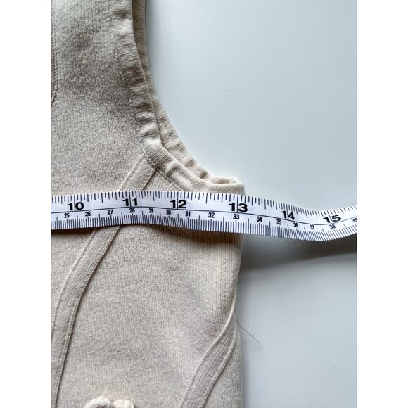 Bailey 44 Beige Knit Square Neck Bodycon Sweater Tank Crochet Flowers Size XS - Picture 6 of 7